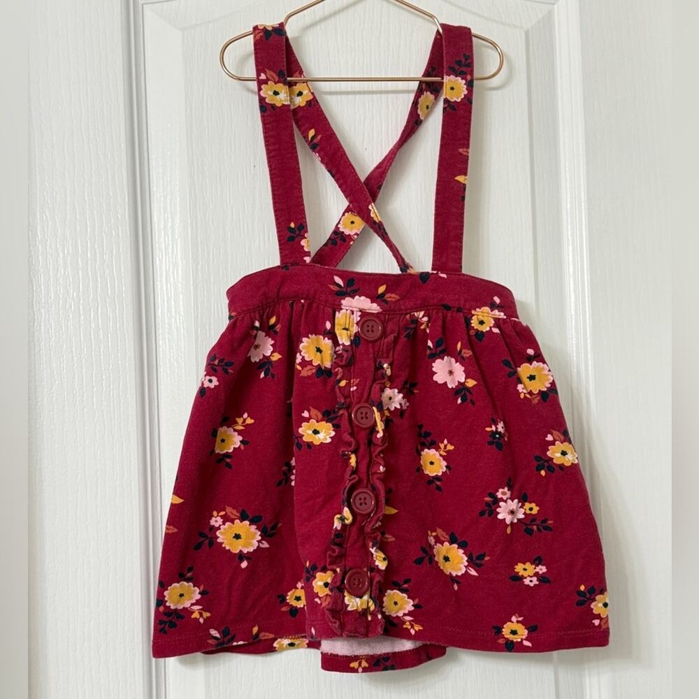 Wonder nation burgundy corduroy floral jumper dress Size 4T